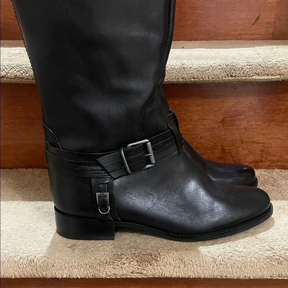 NWOT Matisse Leather Upper Man Made Sole Black Tall Buckle Boots Women SZ 9.5 W